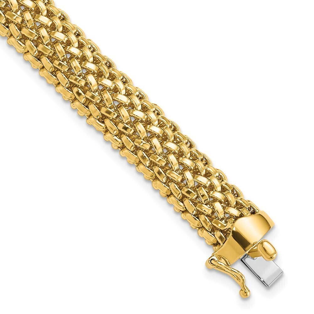 Kazi Luxury 14k Yellow Gold 7.25in 9.25mm Polished Mesh Bracelet